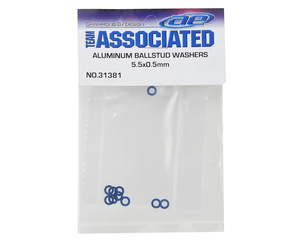 Team Associated 5.5x0.5mm Aluminum Ball Stud Washer (Blue) (10) 4 Team Associated 5.5x0.5mm Aluminum Ball Stud Washer (Blue) (10) - Image 2