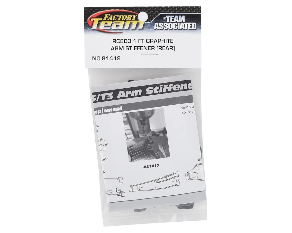 Team Associated RC8B3.1 Factory Team Graphite Rear Arm Stiffeners 4 Team Associated RC8B3.1 Factory Team Graphite Rear Arm Stiffeners - Image 2